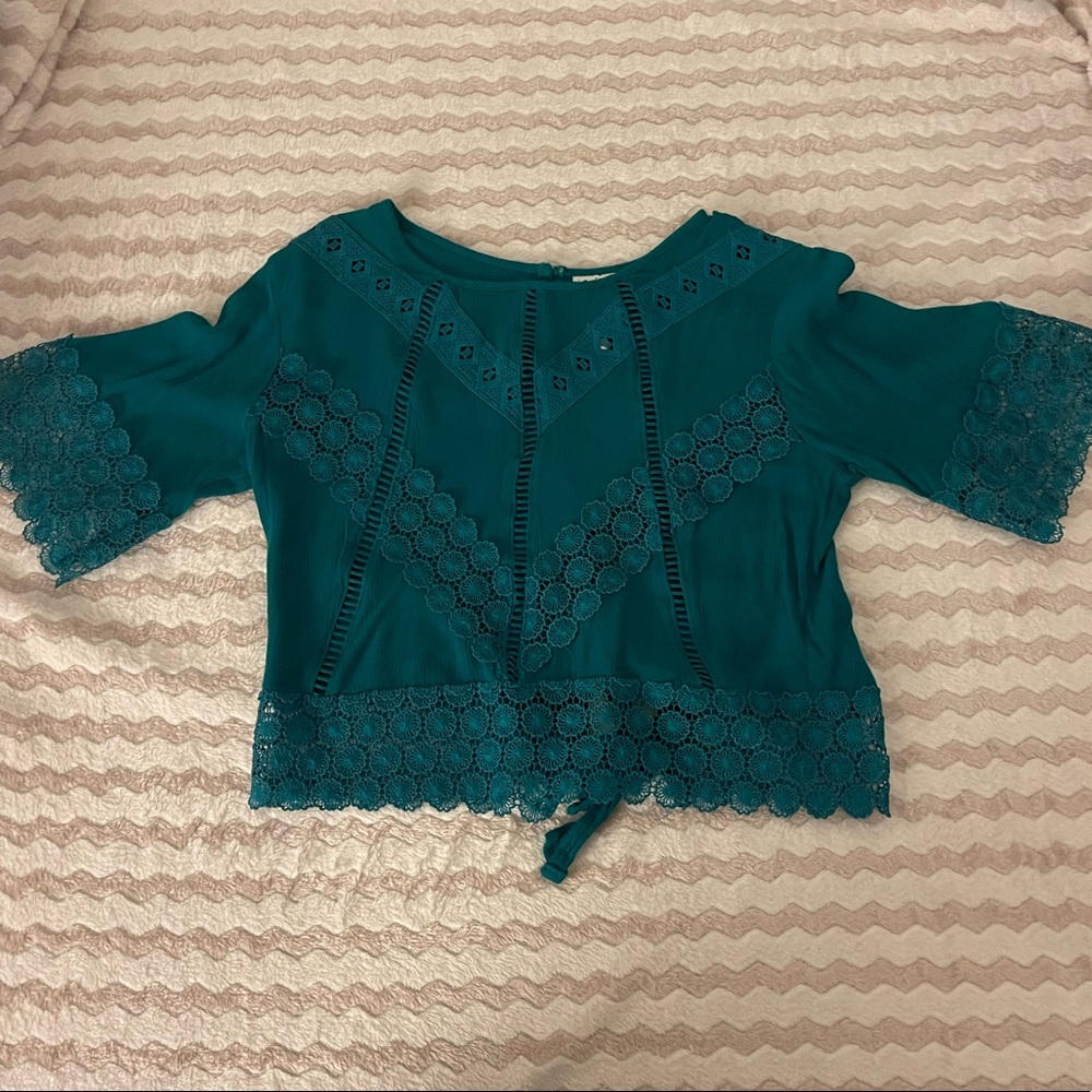 Self Esteem turquoise semi crop top
